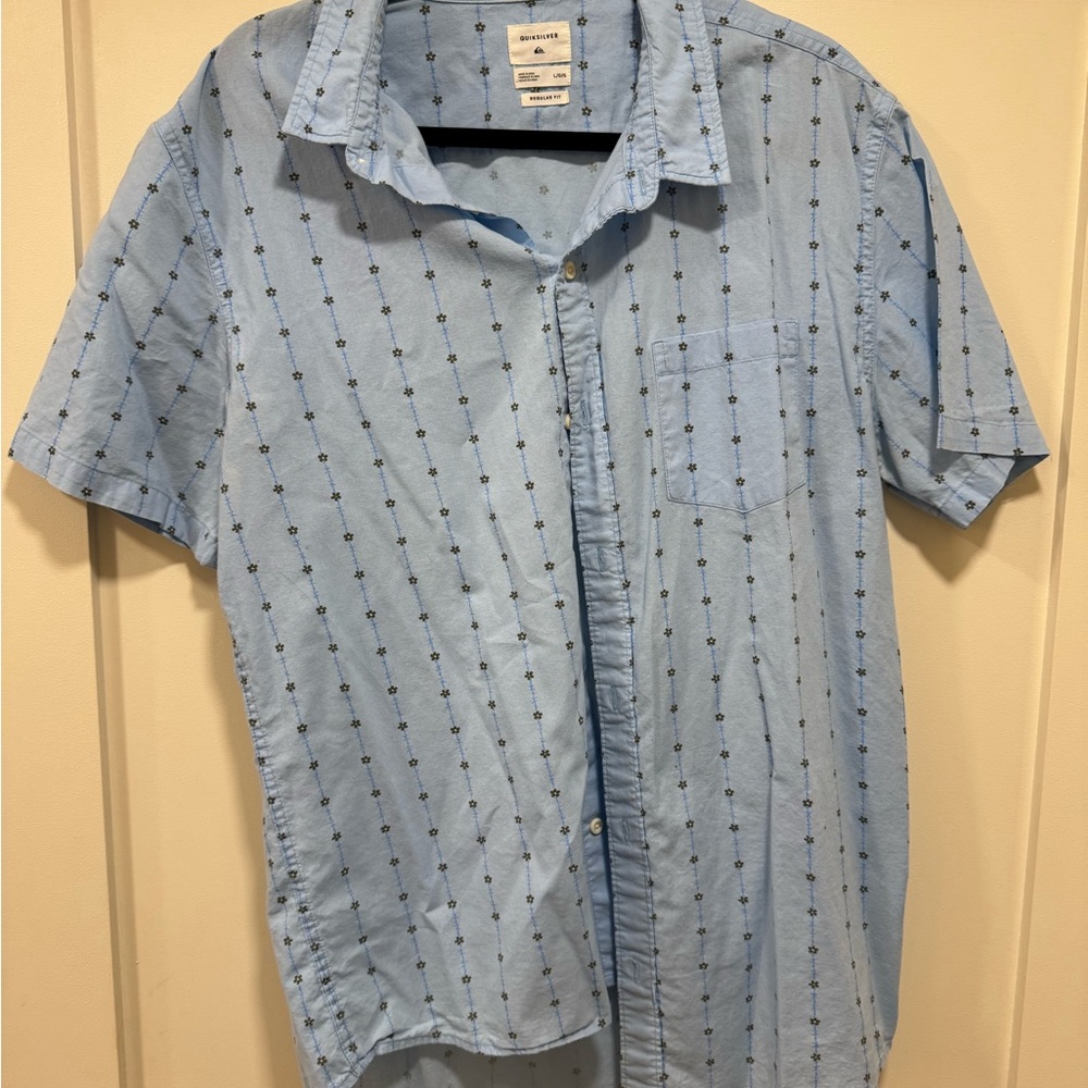 Quicksilver Light Blue Patterned Men's Shirt